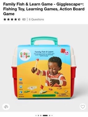 Gigglescape Family Fish & Learn Magnetic Fishing Game - Red, White & Teal